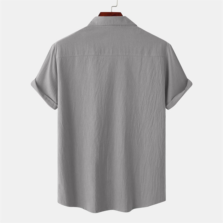 Buddha Stones Summer Casual Solid Buttons Men's Short Sleeve Shirts With Decorative Pockets - image 37