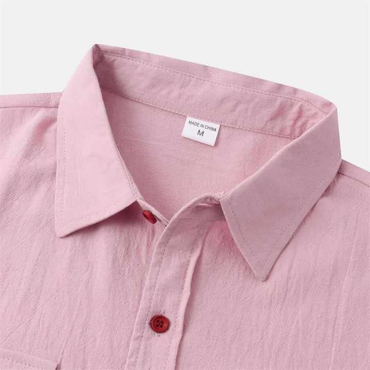 Buddha Stones Summer Casual Solid Buttons Men's Short Sleeve Shirts With Decorative Pockets - image 45