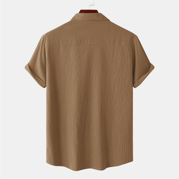 Buddha Stones Summer Casual Solid Buttons Men's Short Sleeve Shirts With Decorative Pockets - image 51
