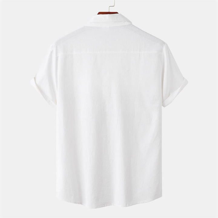 Buddha Stones Summer Casual Solid Buttons Men's Short Sleeve Shirts With Decorative Pockets - image 79