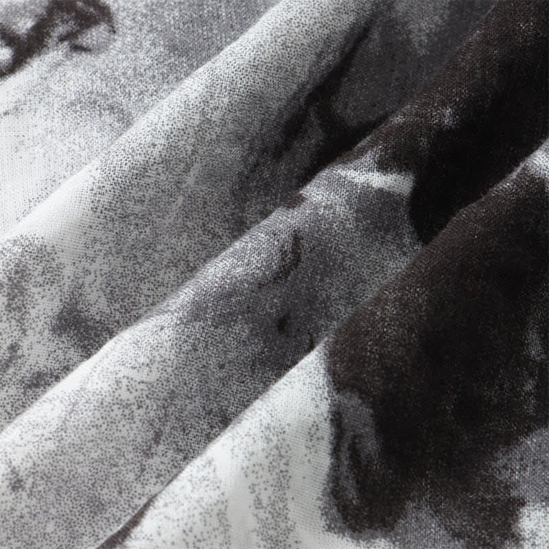 Buddha Stones Summer Casual Button-Up Ink Print Men's Short Sleeve Shirts - image 7