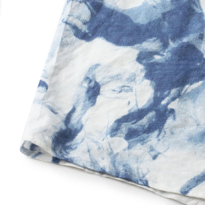 Buddha Stones Summer Casual Button-Up Ink Print Men's Short Sleeve Shirts - image 14