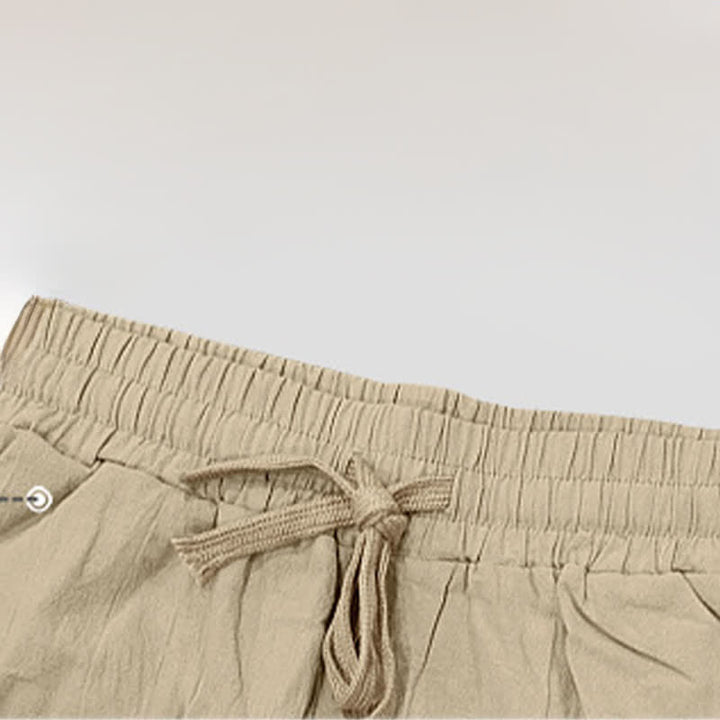 Buddha Stones Summer Casual Drawstring Side Slit Solid Bermuda Shorts Men's Straight Leg Pants With Pockets - image 5