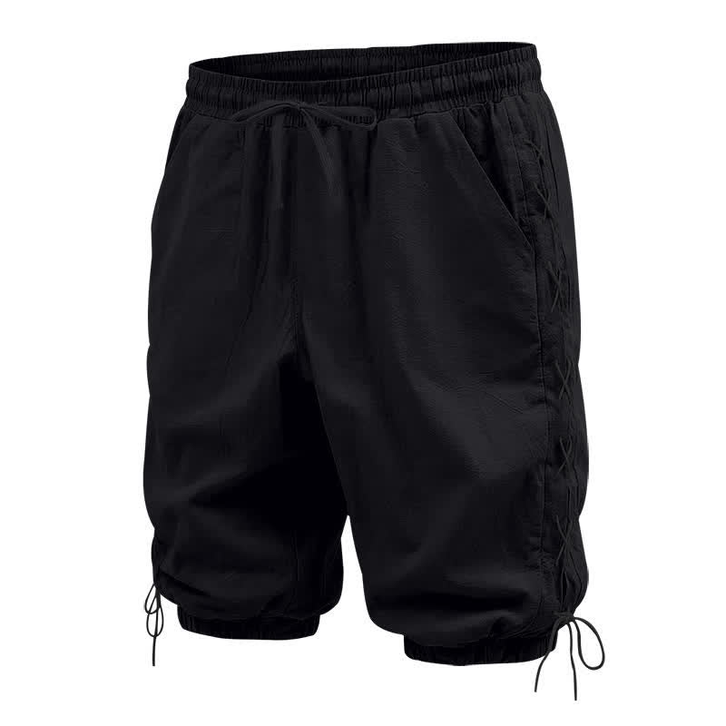 Buddha Stones Summer Casual Drawstring Side Slit Solid Bermuda Shorts Men's Straight Leg Pants With Pockets - image 10