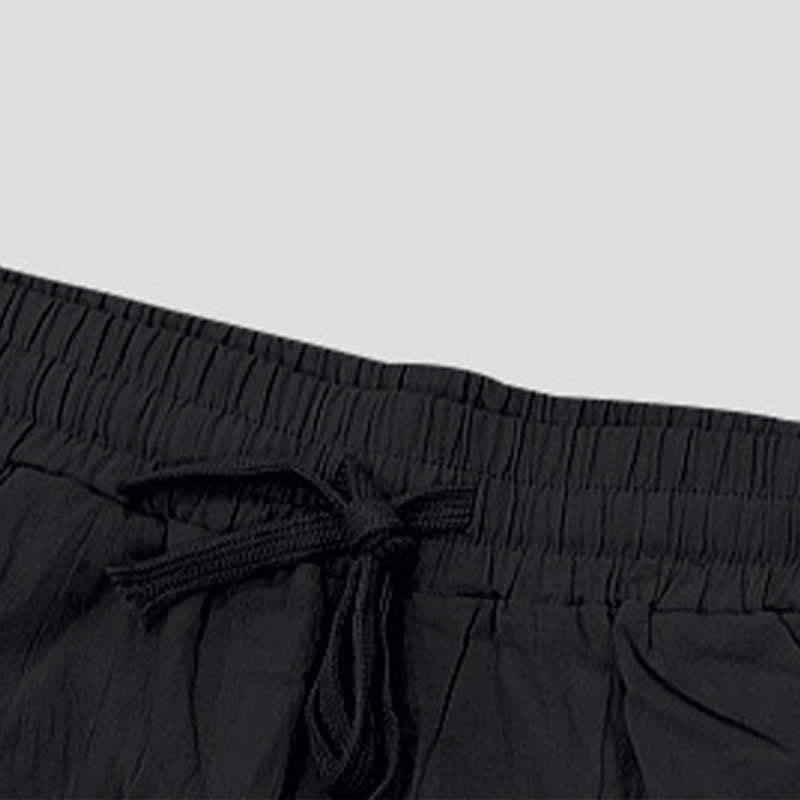 Buddha Stones Summer Casual Drawstring Side Slit Solid Bermuda Shorts Men's Straight Leg Pants With Pockets - image 12