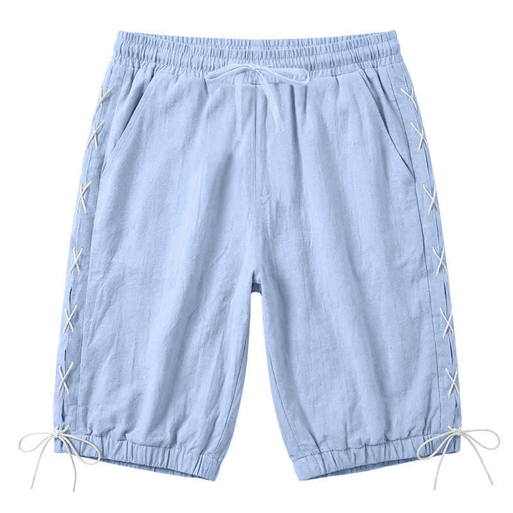Buddha Stones Summer Casual Drawstring Side Slit Solid Bermuda Shorts Men's Straight Leg Pants With Pockets - LightBlue - US/UK/AU44，EU54 (3XL) - image 16