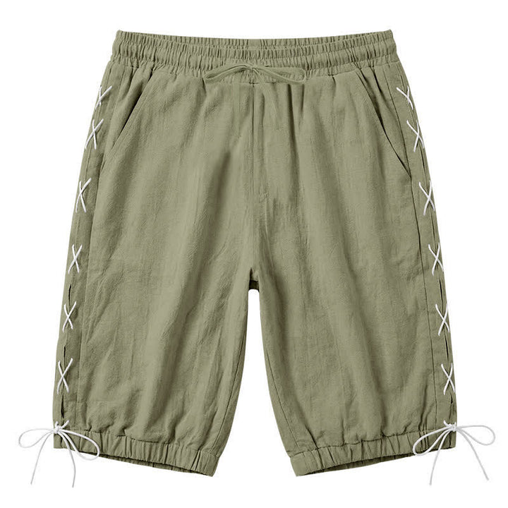 Buddha Stones Summer Casual Drawstring Side Slit Solid Bermuda Shorts Men's Straight Leg Pants With Pockets - OliveDrab - US/UK/AU44，EU54 (3XL) - image 25
