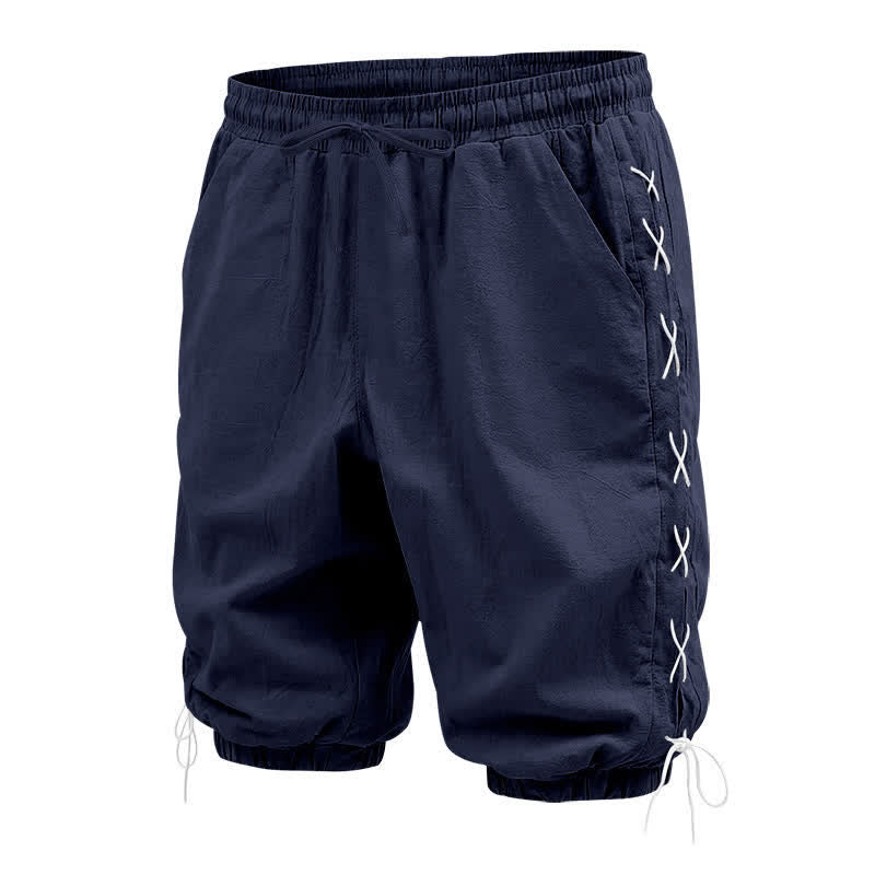 Buddha Stones Summer Casual Drawstring Side Slit Solid Bermuda Shorts Men's Straight Leg Pants With Pockets - image 44