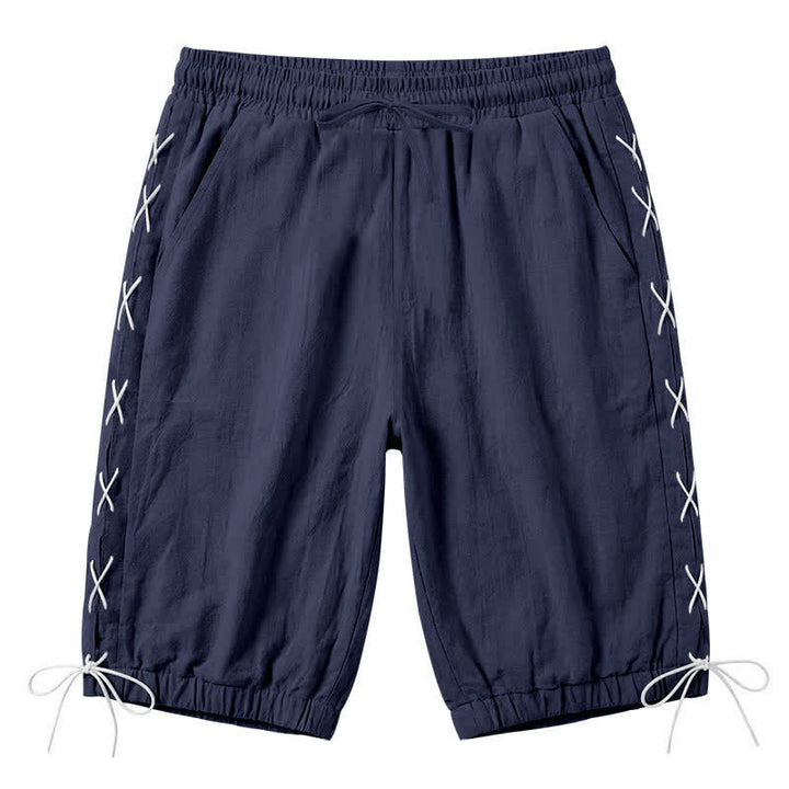 Buddha Stones Summer Casual Drawstring Side Slit Solid Bermuda Shorts Men's Straight Leg Pants With Pockets - MidnightBlue - US/UK/AU44，EU54 (3XL) - image 43