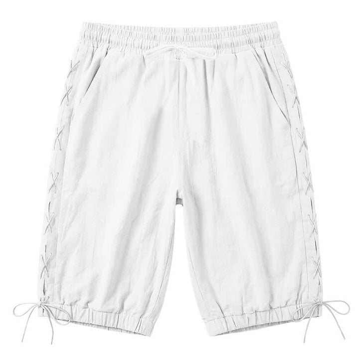 Buddha Stones Summer Casual Drawstring Side Slit Solid Bermuda Shorts Men's Straight Leg Pants With Pockets - White - US/UK/AU44，EU54 (3XL) - image 50