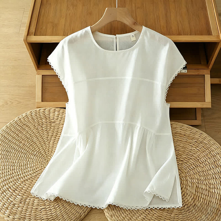 Buddha Stones Summer Casual Solid Crew Neck Women's Cap Sleeve T-Shirts Tank Top - image 15