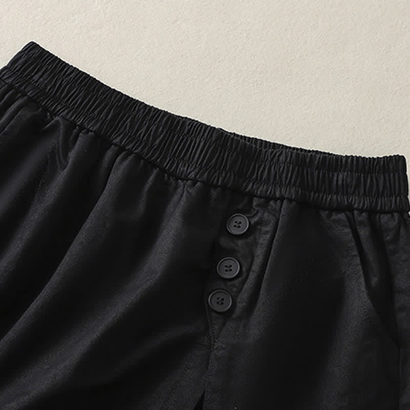Buddha Stones Summer Casual Decorative Buttons Solid Women's Shorts With Pockets - image 19