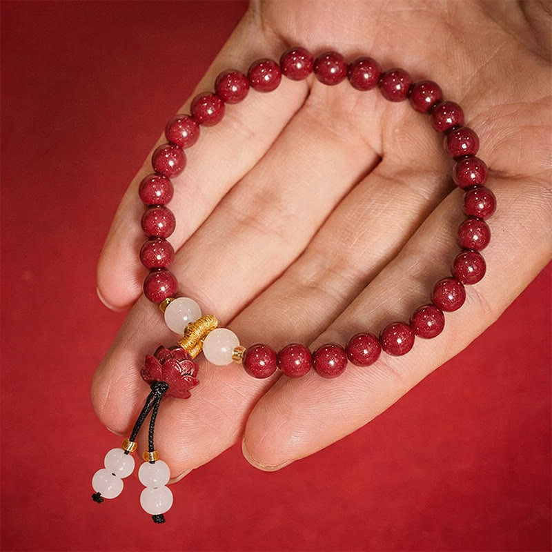 Buddha Stones Cinnabar Lotus Enlightenment Bracelet - image 3