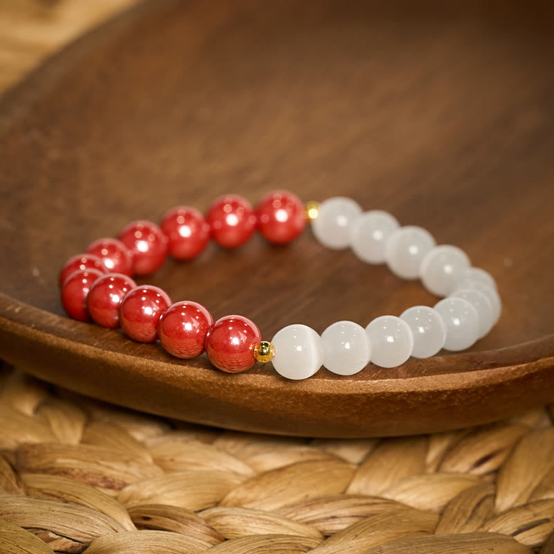 Buddha Stones Cinnabar White Cat's Eye Calm Bracelet - image 22