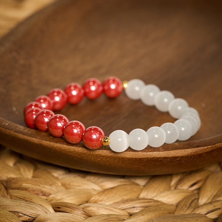 Buddha Stones Cinnabar White Cat's Eye Calm Bracelet - image 22