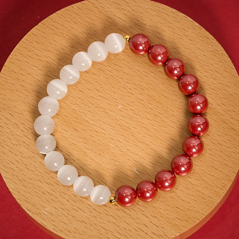 Buddha Stones Cinnabar White Cat's Eye Calm Bracelet - image 23