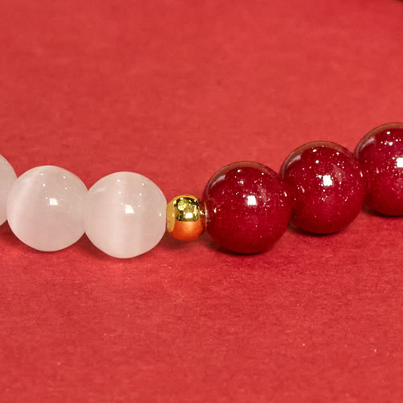 Buddha Stones Cinnabar White Cat's Eye Calm Bracelet - image 16
