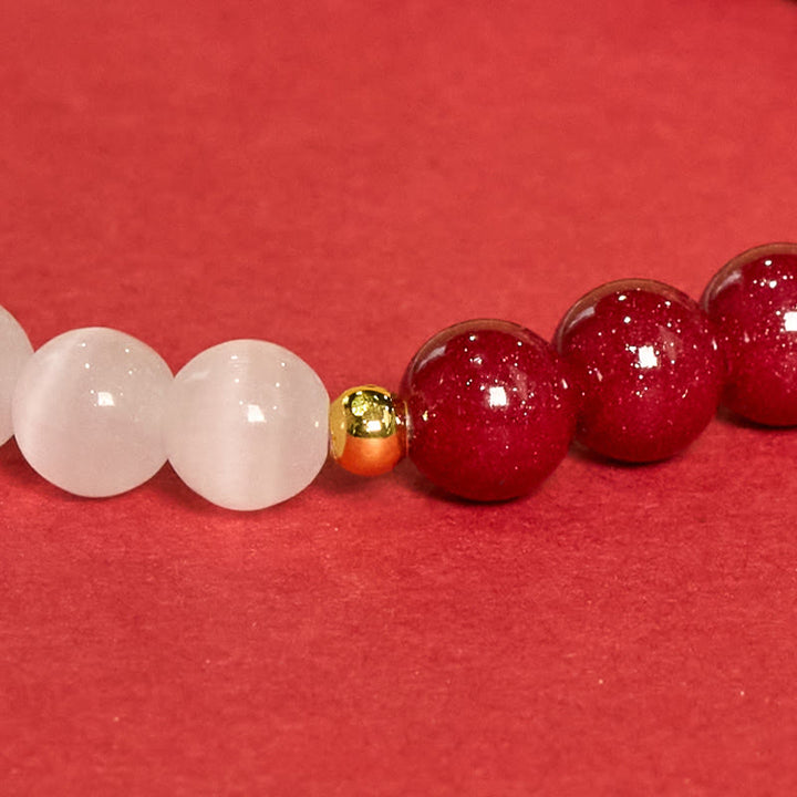 Buddha Stones Cinnabar White Cat's Eye Calm Bracelet - image 16