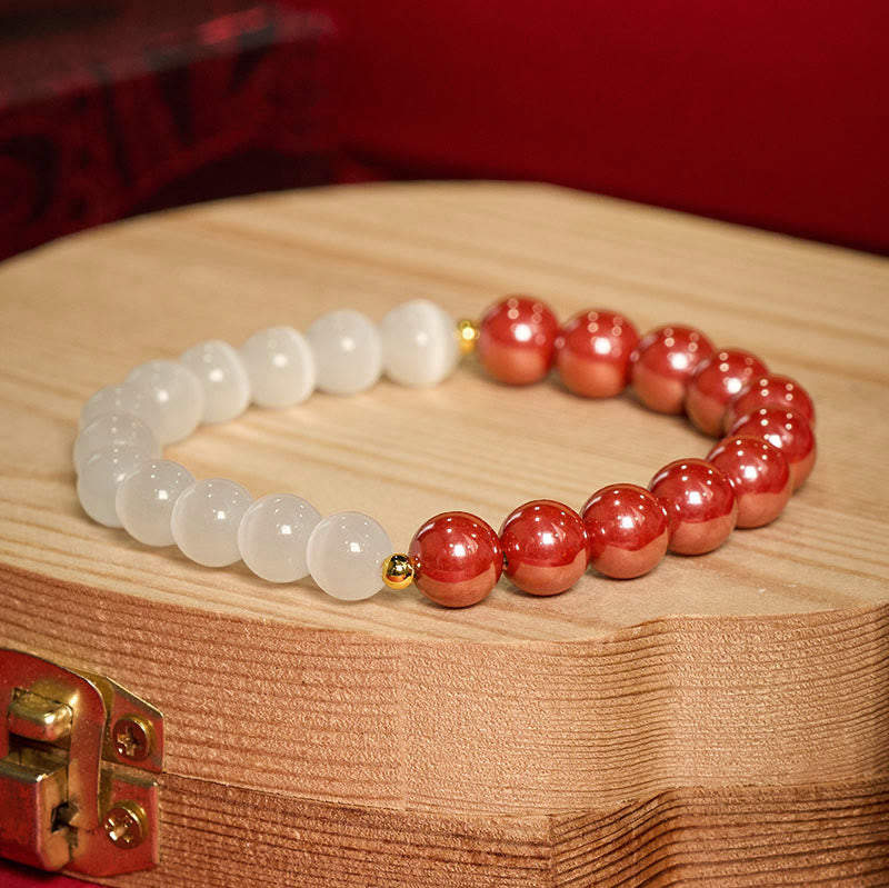 Buddha Stones Cinnabar White Cat's Eye Calm Bracelet - image 20