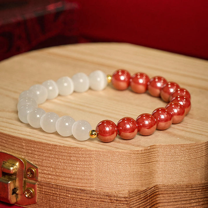 Buddha Stones Cinnabar White Cat's Eye Calm Bracelet - image 20