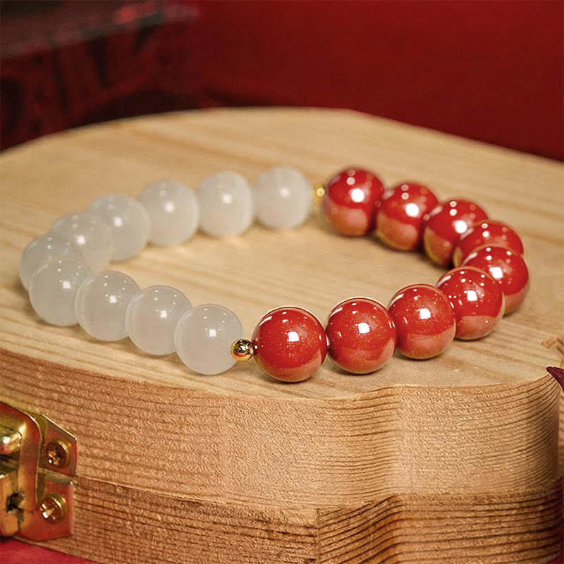 Buddha Stones Cinnabar White Cat's Eye Calm Bracelet - 10mm Red Cinnabar(Wrist Circumference:16–17 cm) - image 24