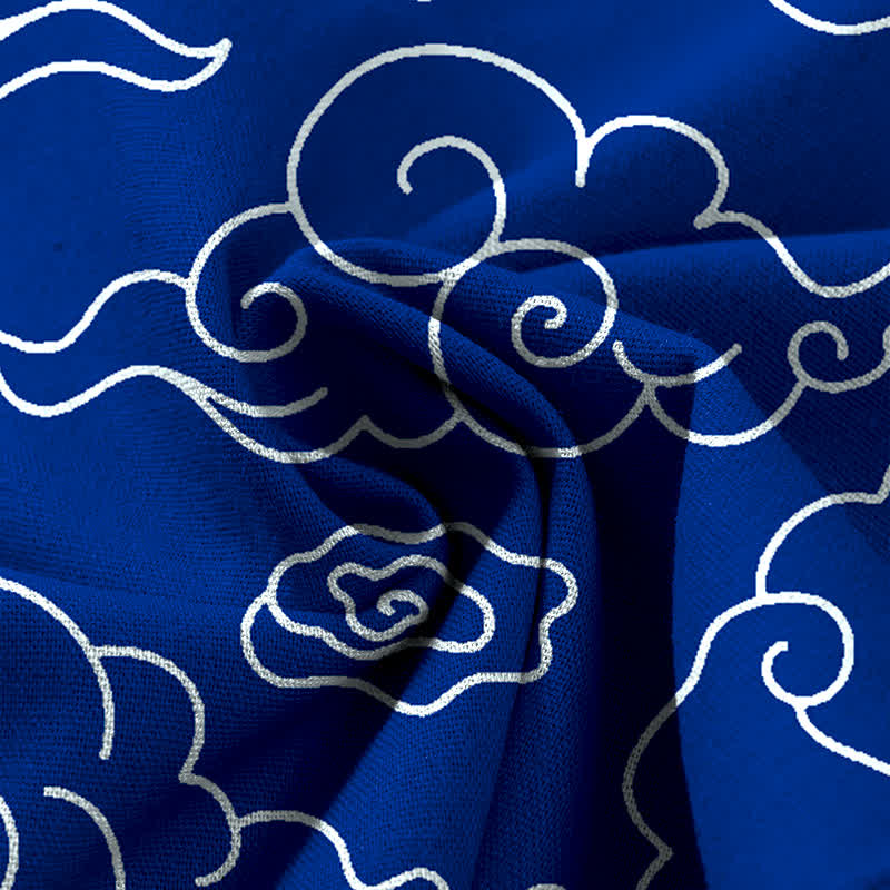 Buddha Stones Cotton Linen Cloud Pattern Women's Elastic Waist Wide Leg Pants With Pockets - image 3