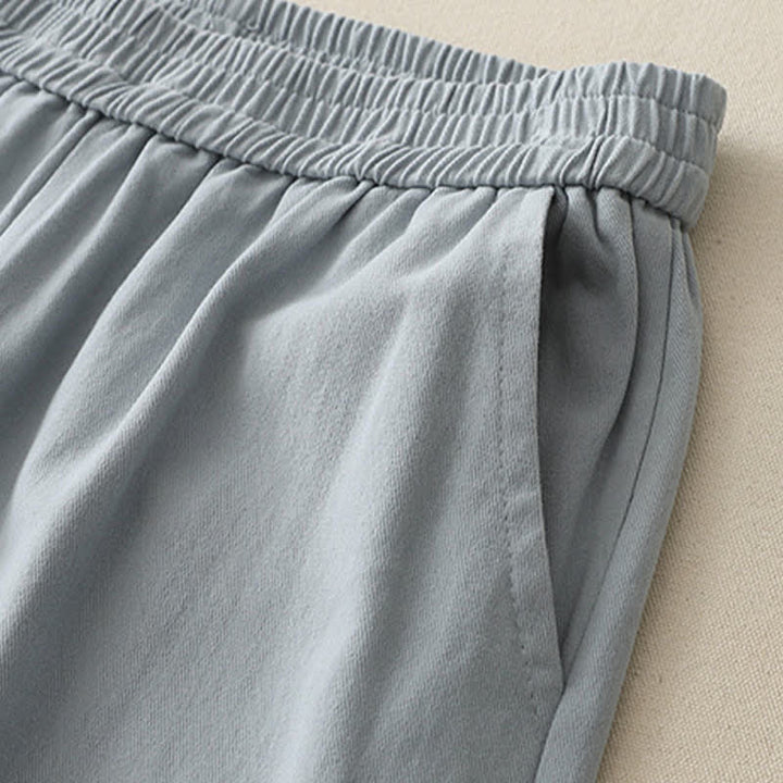 Buddha Stones Spring Casual Solid Cotton Ruffle Hem Women's Wide Leg Pants With Pockets - image 2