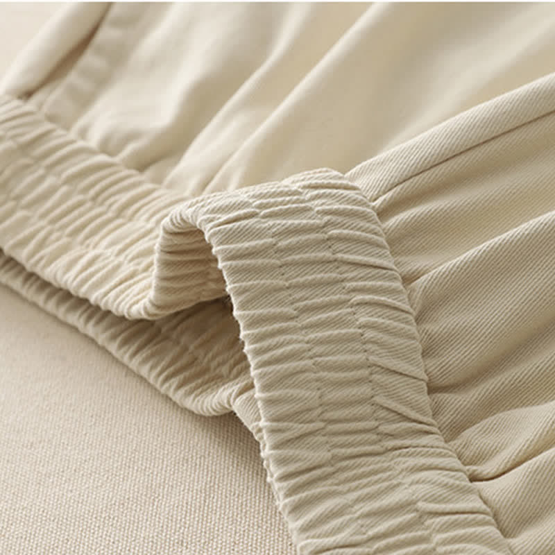 Buddha Stones Spring Casual Solid Cotton Ruffle Hem Women's Wide Leg Pants With Pockets - image 8