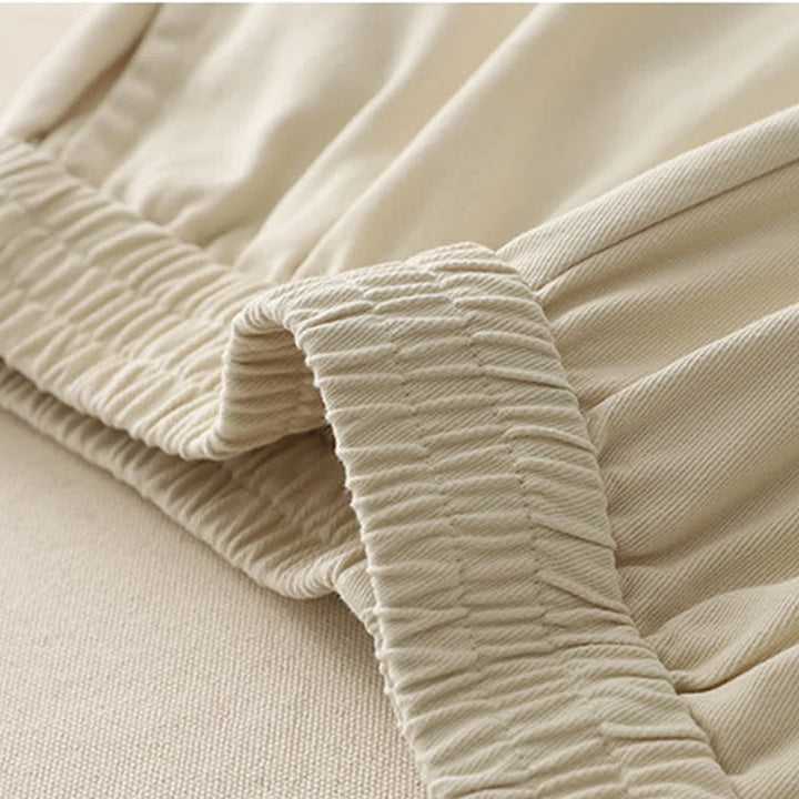 Buddha Stones Spring Casual Solid Cotton Ruffle Hem Women's Wide Leg Pants With Pockets - image 8