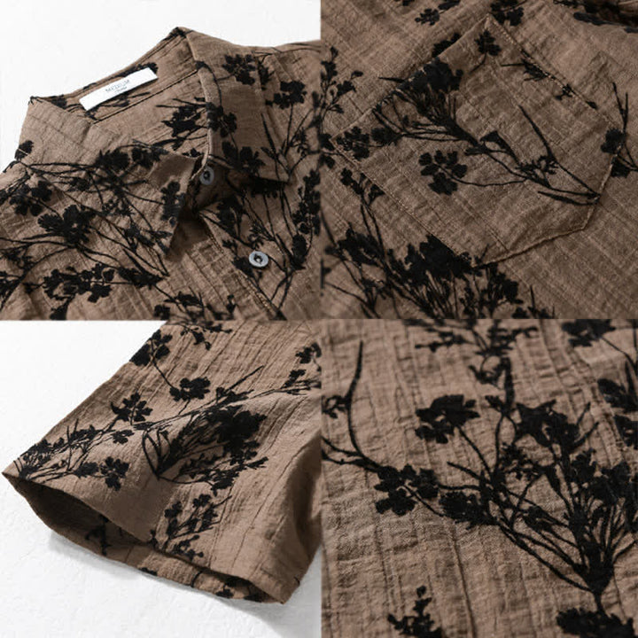 Buddha Stones Summer Casual Button-Up Floral Men's Short Sleeve Shirt With Decorative Pocket - image 10