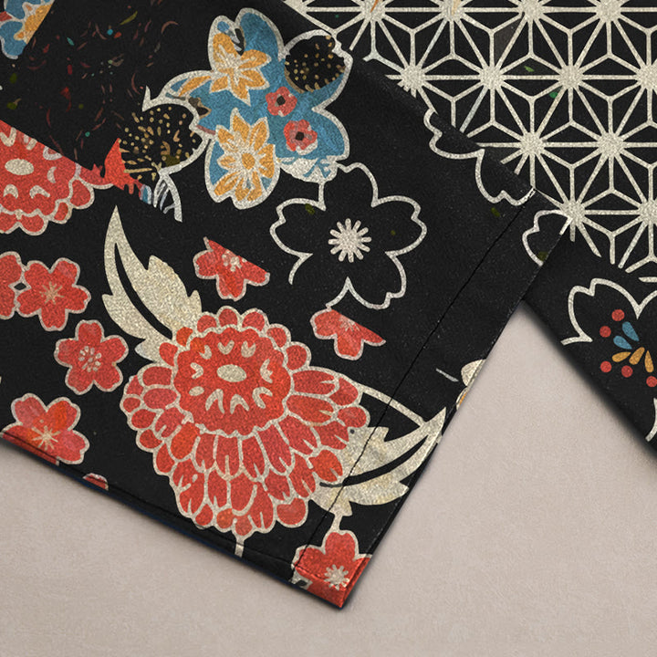 Buddha Stones Cotton Bohemian Floral Patchwork Pattern Men's Tapered Pants With Pockets - image 2