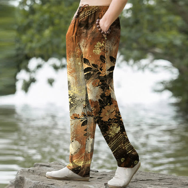 Buddha Stones Cotton Floral Starlight Pattern Men's Tapered Pants With Pockets - image 9
