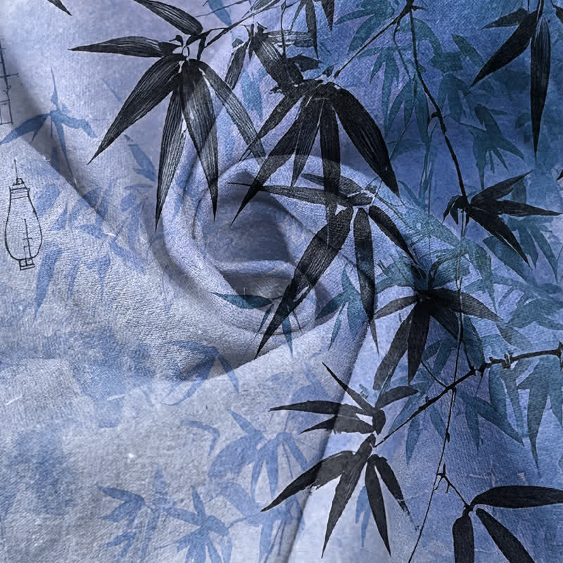Buddha Stones Cotton Ink Bamboo Leaf Pattern Men's Tapered Pants With Pockets - image 11