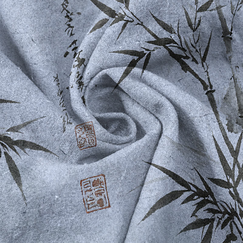 Buddha Stones Cotton Ink Bamboo Leaf Pattern Men's Tapered Pants With Pockets - image 11