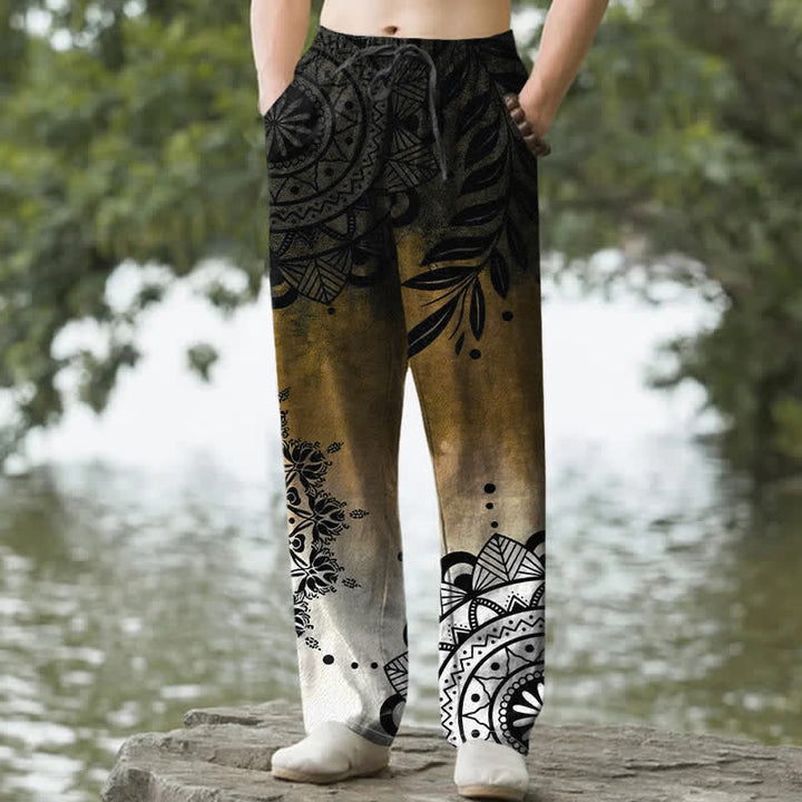 Buddha Stones Cotton Ombre Mandala Pattern Men's Tapered Pants With Pockets - Peru - US/UK/AU50，EU60 (5XL) - image 4