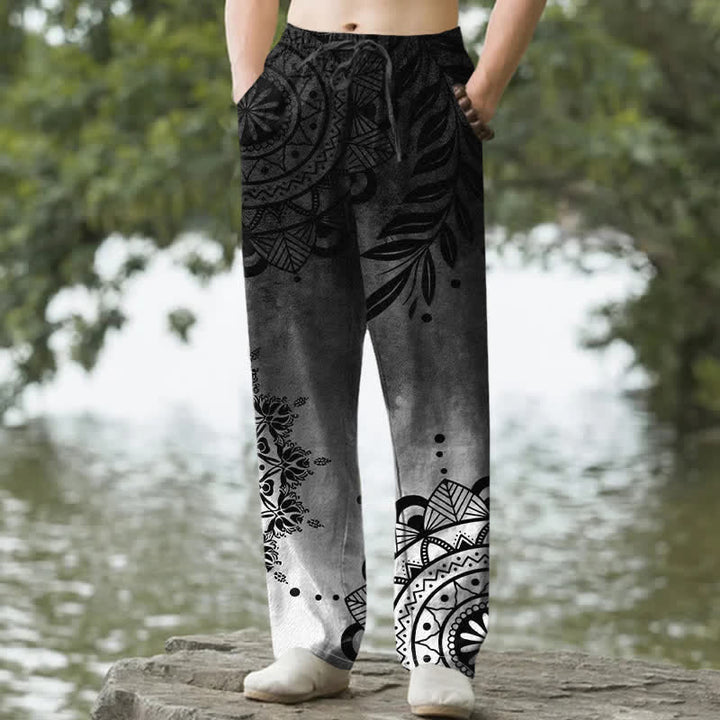 Buddha Stones Cotton Ombre Mandala Pattern Men's Tapered Pants With Pockets - Gray - US/UK/AU50，EU60 (5XL) - image 8