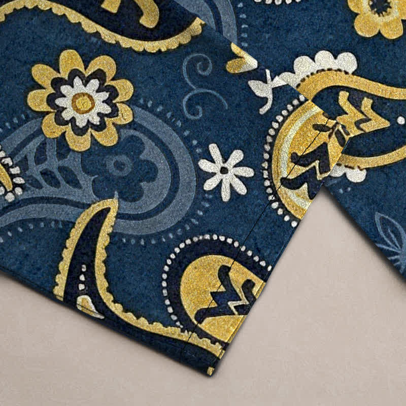 Buddha Stones Cotton Paisley Floral Pattern Men's Tapered Pants With Pockets - image 2