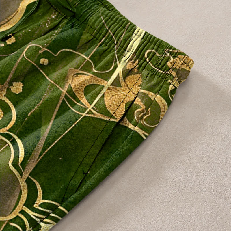 Buddha Stones Cotton Lotus Cloud Pattern Men's Tapered Pants With Pockets - image 11