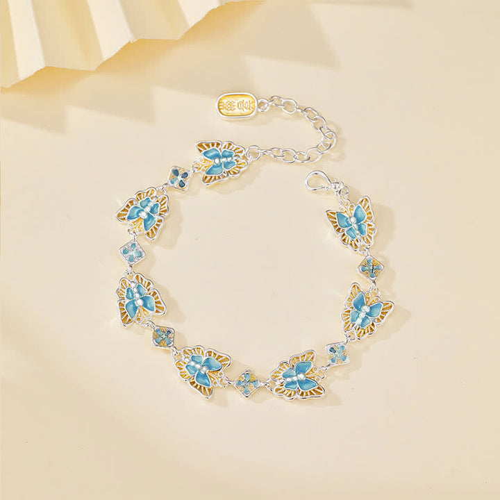 Buddha Stones Copper Butterfly Enamel Freedom Bracelet - Blue(Wrist Circumference:15–20cm) - image 3