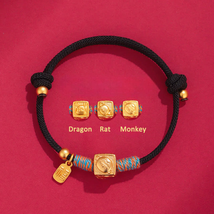 Buddha Stones Handmade Three Harmony Chinese Zodiac Protection Red String Bracelet - Dragon Rat Monkey Triad Black String Bracelet - Red String(Protection♥Luck) - image 11