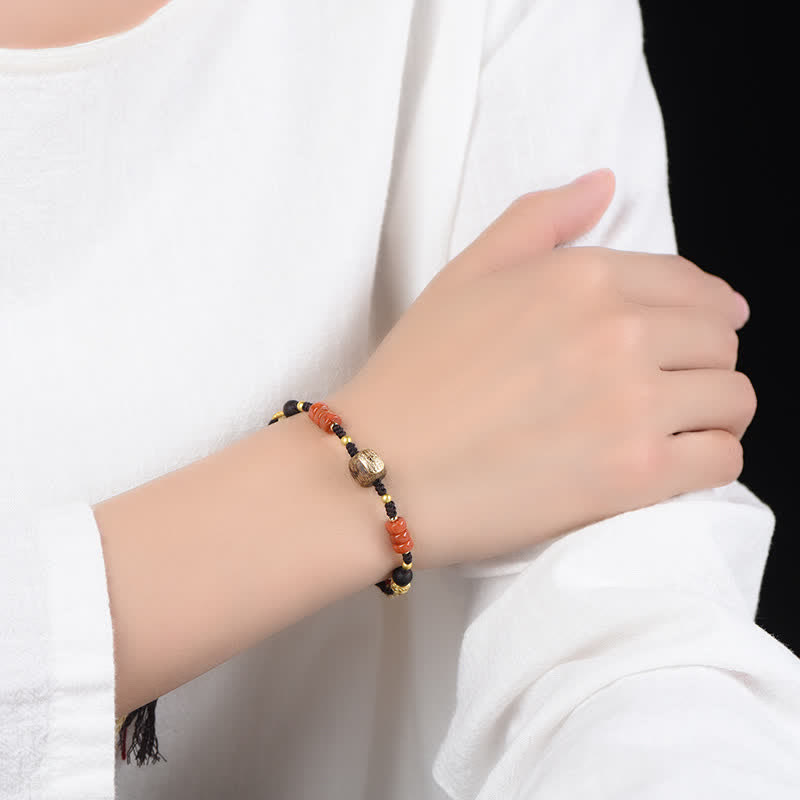 Buddha Stones Hand-Woven Red Sandalwood Blessing Braided Tassel Bracelet - image 11