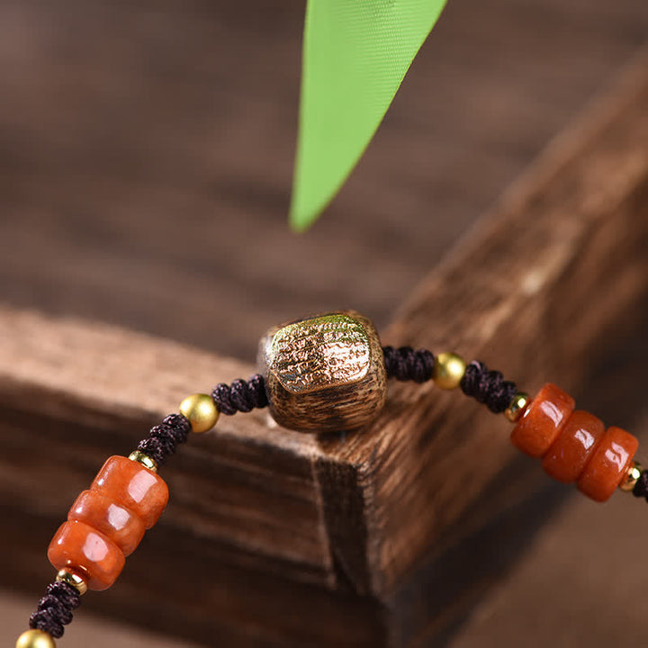 Buddha Stones Hand-Woven Red Sandalwood Blessing Braided Tassel Bracelet - image 9