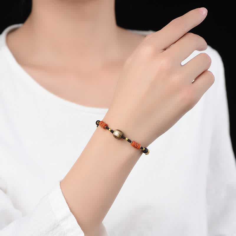 Buddha Stones Hand-Woven Red Sandalwood Blessing Braided Tassel Bracelet - image 10
