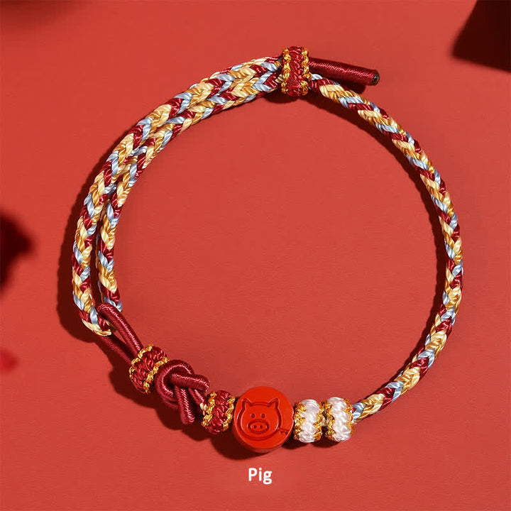 Buddha Stones Cinnabar Chinese Zodiac Concentration Hand-Woven Red String Bracelet - Pig( Luck ♥ Personality) - Cinnabar(Blessing♥Calm) - image 15