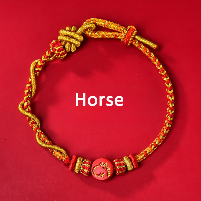 Buddha Stones Cinnabar Chinese Zodiac Blessing Hand-Woven Red String Bracelet - Chinese Zodiac(Energy ♥ Freedom) - Horse - Cinnabar(Blessing♥Calm) - image 11