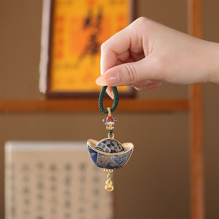 Buddha Stones Song Brocade Yuanbao Luck Keychain - image 3