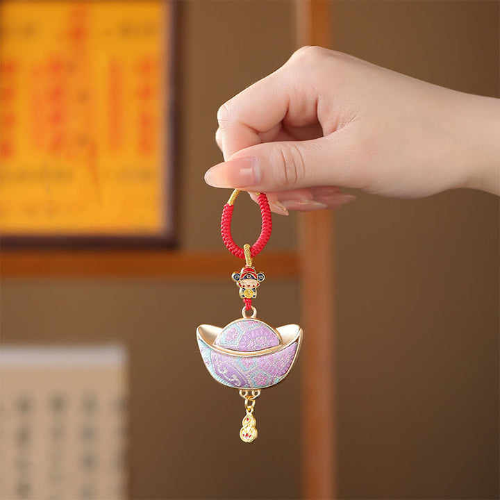 Buddha Stones Song Brocade Yuanbao Luck Keychain - image 2