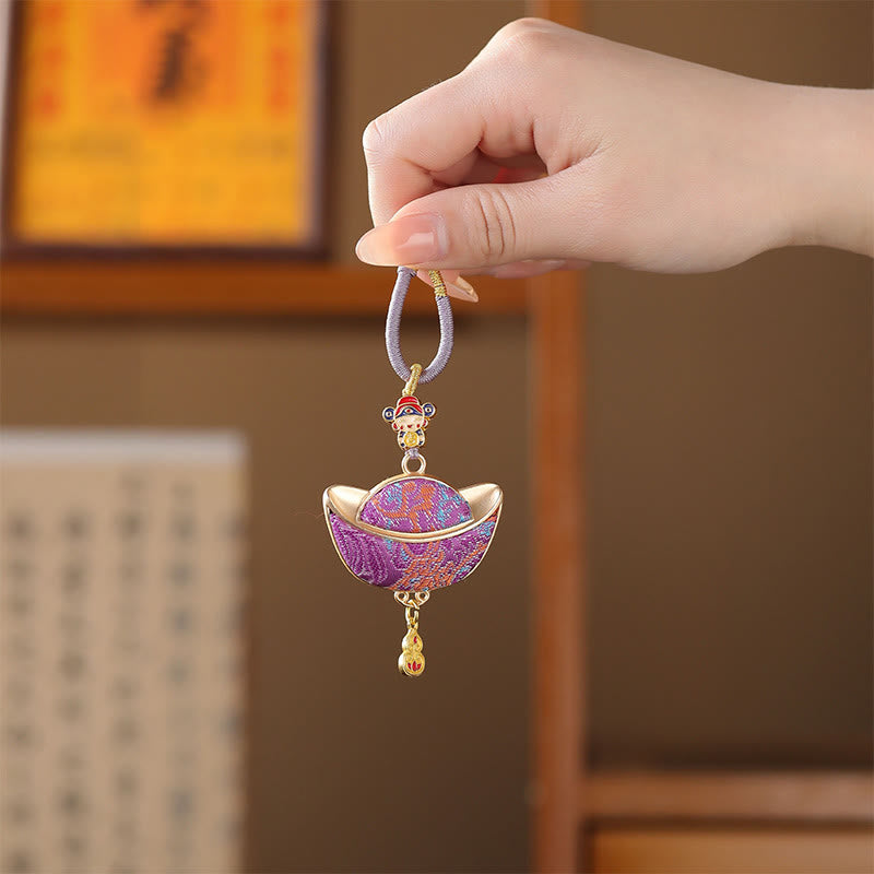 Buddha Stones Song Brocade Yuanbao Luck Keychain - image 4