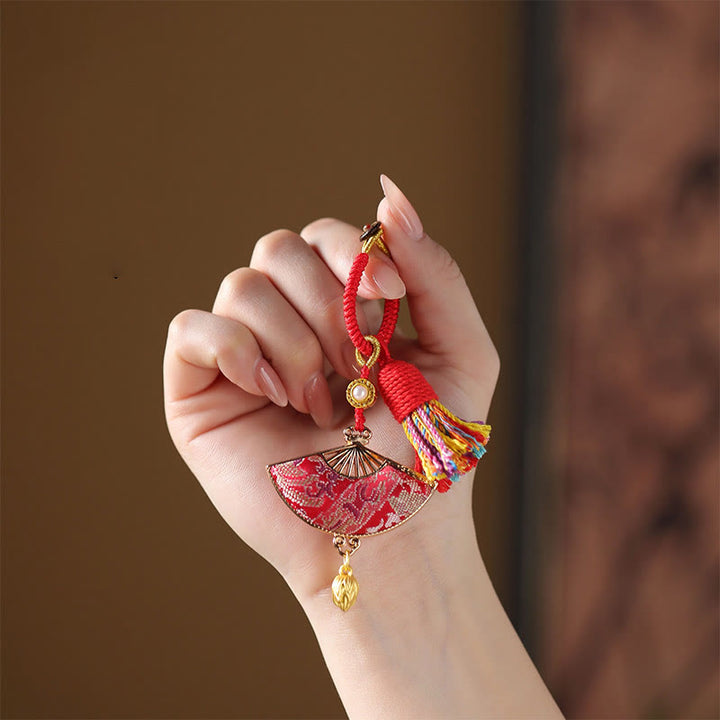 Buddha Stones Song Brocade Fan Blessing Keychain - image 3