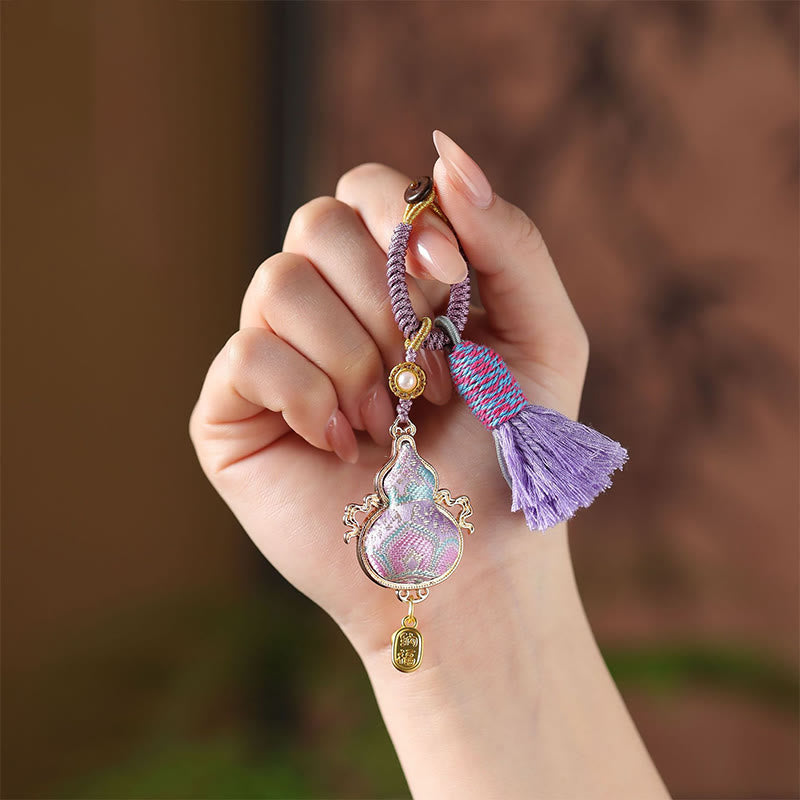 Buddha Stones Song Brocade Gourd Fortune Keychain - image 2